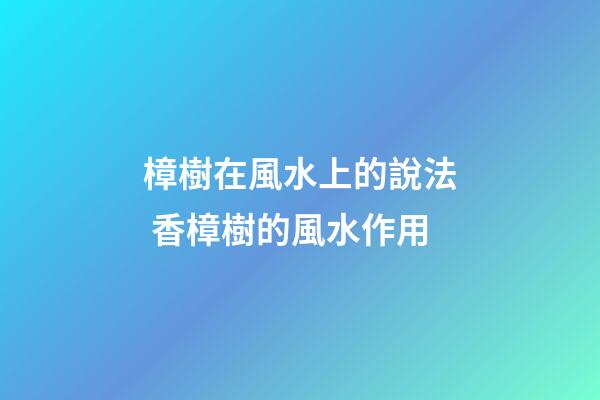 樟樹在風水上的說法 香樟樹的風水作用